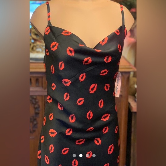 Inspired Hearts Black and Red Lip Print Dress - Picture 4 of 9
